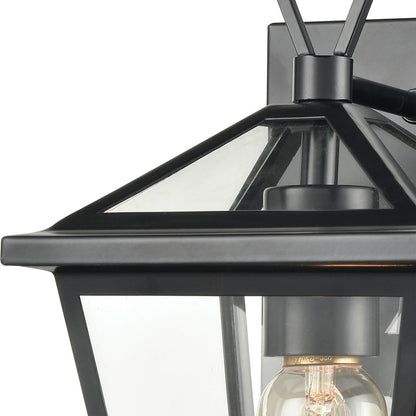 Atlas Lighting Main Street 10in 1-Light Outdoor Sconce | Traditional Black and Clear Glass | Porch & Entryway | 6 x 7 x 10 in | Model OL11172-BK
