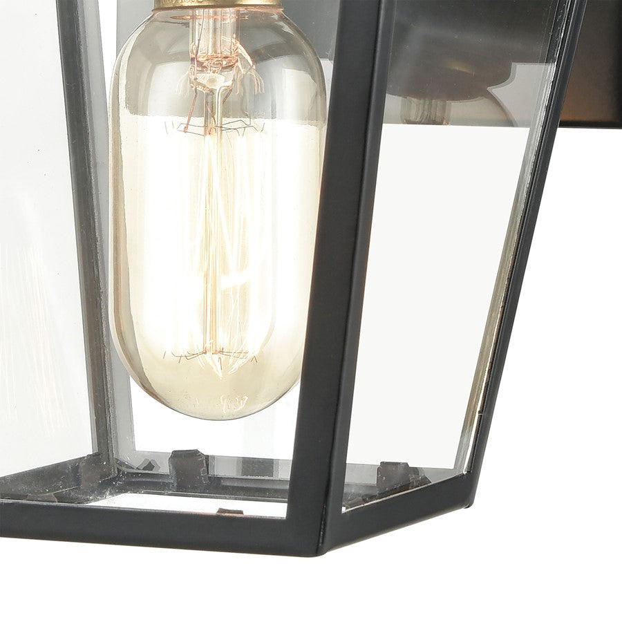 Atlas Lighting Main Street 10in 1-Light Outdoor Sconce | Traditional Black and Clear Glass | Porch & Entryway | 6 x 7 x 10 in | Model OL11172-BK