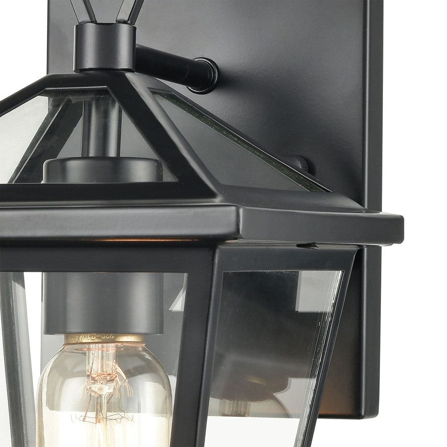 Atlas Lighting Main Street 10in 1-Light Outdoor Sconce | Traditional Black and Clear Glass | Porch & Entryway | 6 x 7 x 10 in | Model OL11172-BK