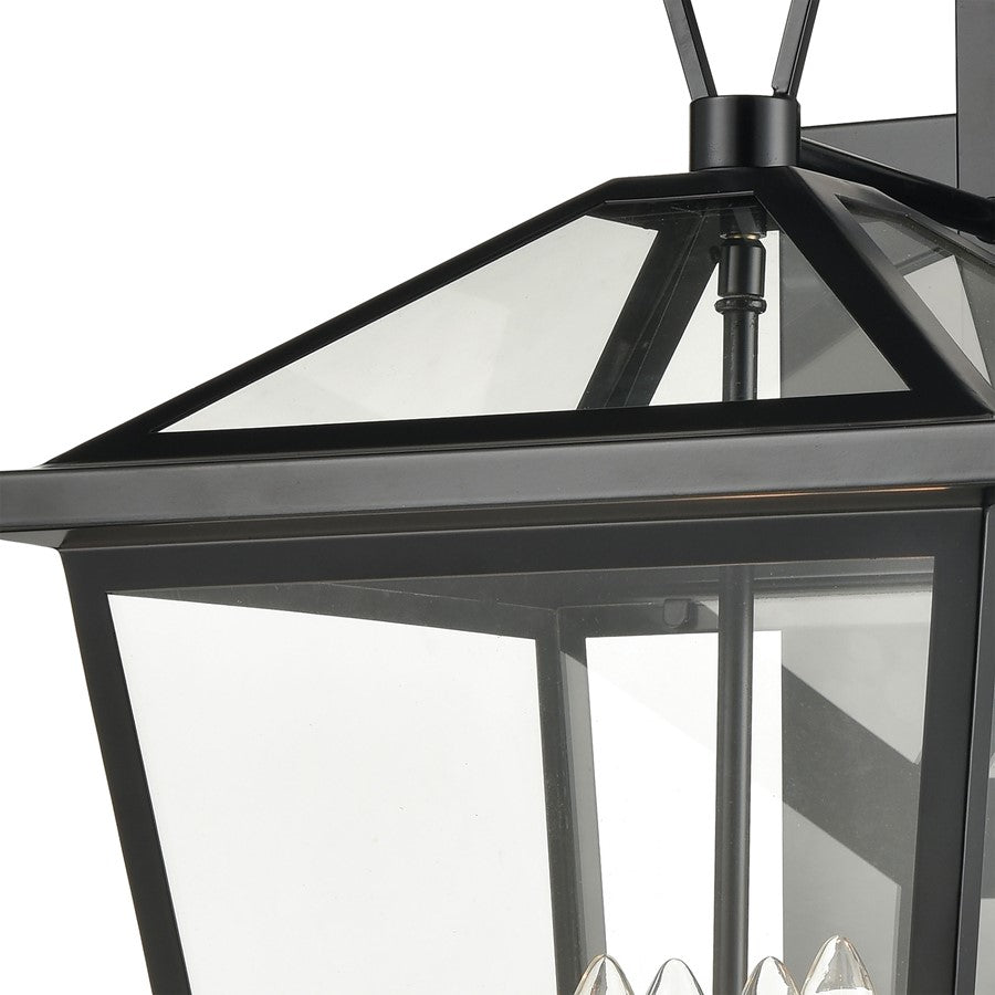Atlas Lighting Main Street 21in 4-Light Outdoor Sconce | Traditional Black and Clear Glass | Porch & Entryway | 12 x 14 x 21 in | Model OL11173-BK