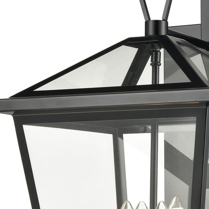 Atlas Lighting Main Street 21in 4-Light Outdoor Sconce | Traditional Black and Clear Glass | Porch & Entryway | 12 x 14 x 21 in | Model OL11173-BK