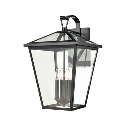 Atlas Lighting Main Street 23in 4-Light Outdoor Sconce | Traditional Black and Clear Glass | Porch & Entryway | 14 x 16 x 23 in | Model OL11174-BK