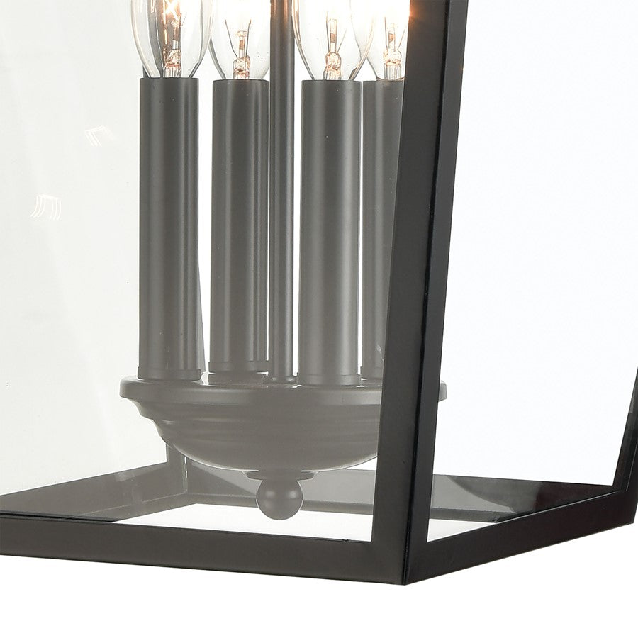 Atlas Lighting Main Street 23in 4-Light Outdoor Sconce | Traditional Black and Clear Glass | Porch & Entryway | 14 x 16 x 23 in | Model OL11174-BK