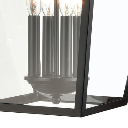 Atlas Lighting Main Street 23in 4-Light Outdoor Sconce | Traditional Black and Clear Glass | Porch & Entryway | 14 x 16 x 23 in | Model OL11174-BK