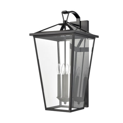 Atlas Lighting Main Street 28in 4-Light Outdoor Sconce | Traditional Black and Clear Glass | Porch & Entryway | 14 x 16 x 28 in | Model OL11175-BK