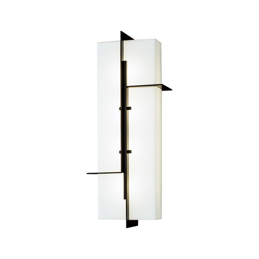 Atlas Lighting Matrix 18in LED Outdoor Sconce | Modern Matte Black and White Acrylic | Entryway & Covered Patio | 18 x 7 x 18 in | Model OL11178-BK