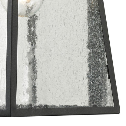Atlas Lighting Meditterano 16in 1-Light Outdoor Sconce | Transitional Matte Black and Clear Seeded Glass | Covered Porch | Model OL11180-BK