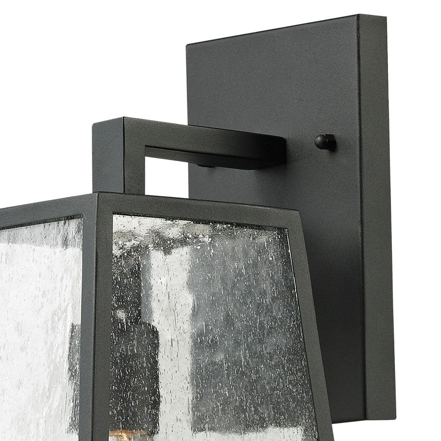Atlas Lighting Meditterano 16in 1-Light Outdoor Sconce | Transitional Matte Black and Clear Seeded Glass | Covered Porch | Model OL11180-BK