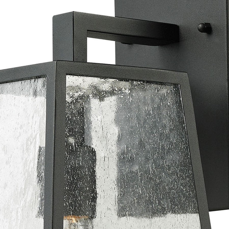 Atlas Lighting Meditterano 16in 1-Light Outdoor Sconce | Transitional Matte Black and Clear Seeded Glass | Covered Porch | Model OL11180-BK