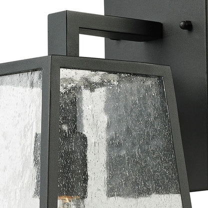 Atlas Lighting Meditterano 16in 1-Light Outdoor Sconce | Transitional Matte Black and Clear Seeded Glass | Covered Porch | Model OL11180-BK