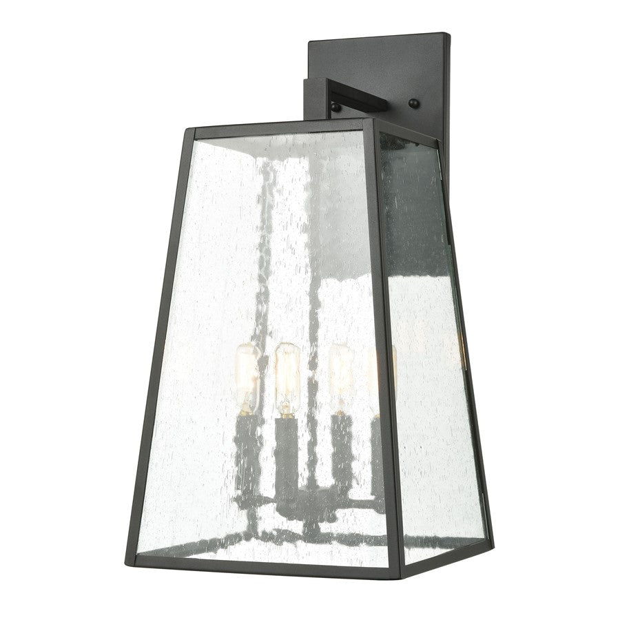 Atlas Lighting Meditterano 22in 4-Light Outdoor Sconce | Transitional Matte Black and Clear Seeded Glass | Covered Porch | Model OL11181-BK