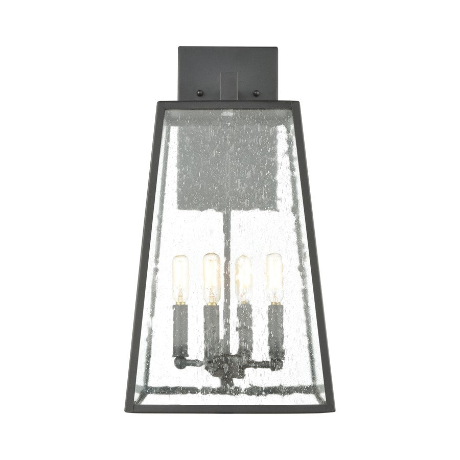 Atlas Lighting Meditterano 22in 4-Light Outdoor Sconce | Transitional Matte Black and Clear Seeded Glass | Covered Porch | Model OL11181-BK