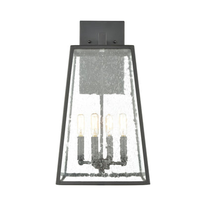 Atlas Lighting Meditterano 22in 4-Light Outdoor Sconce | Transitional Matte Black and Clear Seeded Glass | Covered Porch | Model OL11181-BK