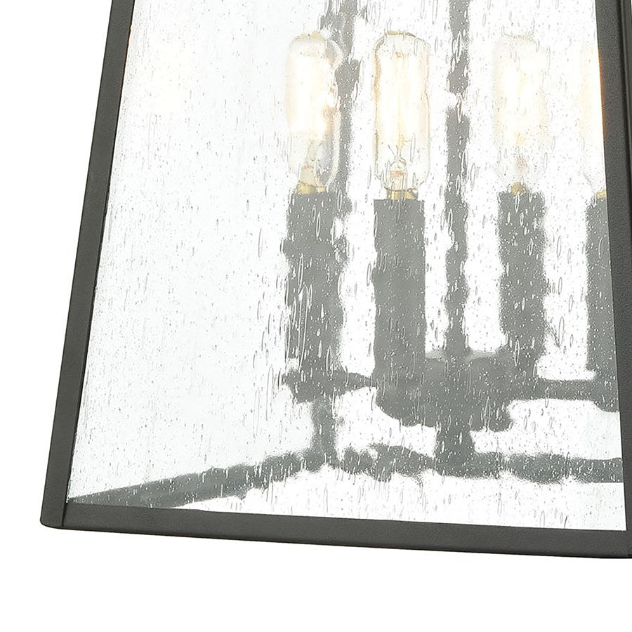 Atlas Lighting Meditterano 22in 4-Light Outdoor Sconce | Transitional Matte Black and Clear Seeded Glass | Covered Porch | Model OL11181-BK