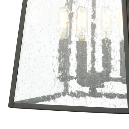 Atlas Lighting Meditterano 22in 4-Light Outdoor Sconce | Transitional Matte Black and Clear Seeded Glass | Covered Porch | Model OL11181-BK