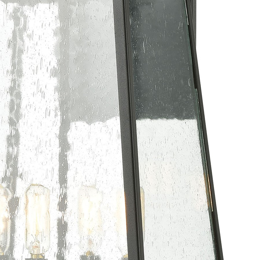 Atlas Lighting Meditterano 22in 4-Light Outdoor Sconce | Transitional Matte Black and Clear Seeded Glass | Covered Porch | Model OL11181-BK