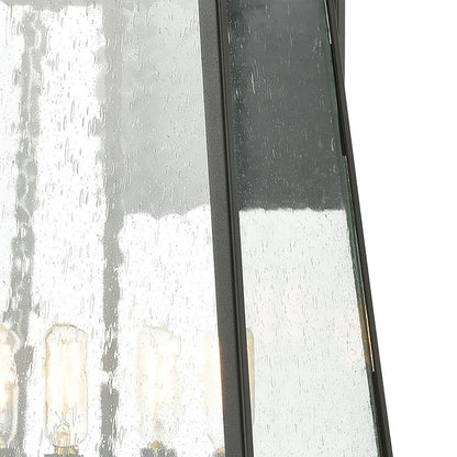 Atlas Lighting Meditterano 22in 4-Light Outdoor Sconce | Transitional Matte Black and Clear Seeded Glass | Covered Porch | Model OL11181-BK