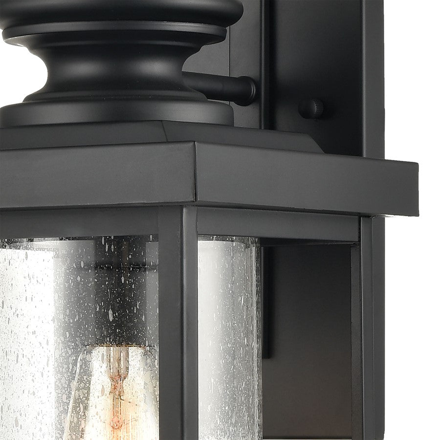 Atlas Lighting Minersville 21in 1-Light Outdoor Sconce | Transitional Matte Black and Clear Seeded Glass | Covered Porch | Model OL11183-BK