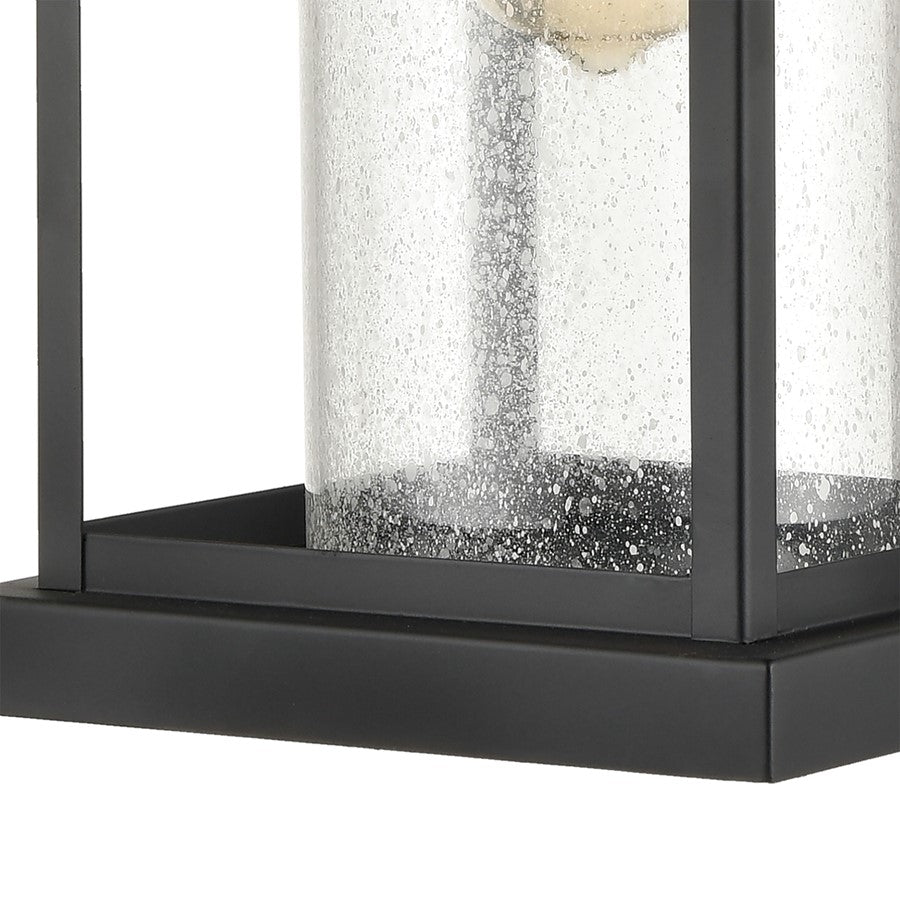 Atlas Lighting Minersville 21in 1-Light Outdoor Sconce | Transitional Matte Black and Clear Seeded Glass | Covered Porch | Model OL11183-BK