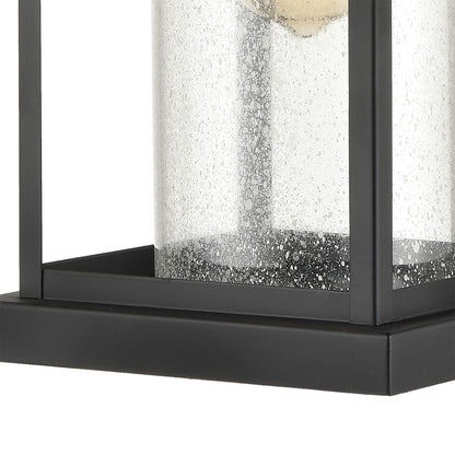 Atlas Lighting Minersville 21in 1-Light Outdoor Sconce | Transitional Matte Black and Clear Seeded Glass | Covered Porch | Model OL11183-BK