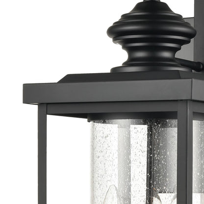 Atlas Lighting Minersville 23in 3-Light Outdoor Sconce | Transitional Matte Black and Clear Seeded Glass | Covered Patio | Model OL11184-BK