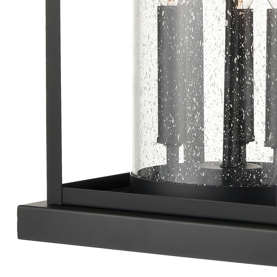 Atlas Lighting Minersville 23in 3-Light Outdoor Sconce | Transitional Matte Black and Clear Seeded Glass | Covered Patio | Model OL11184-BK