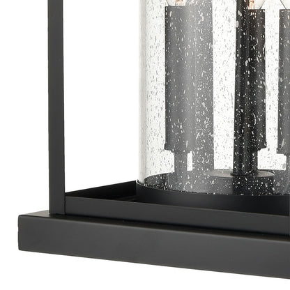 Atlas Lighting Minersville 23in 3-Light Outdoor Sconce | Transitional Matte Black and Clear Seeded Glass | Covered Patio | Model OL11184-BK