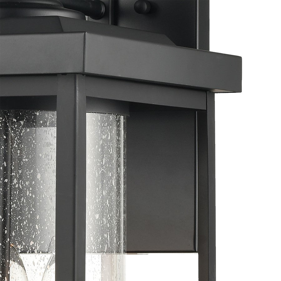 Atlas Lighting Minersville 23in 3-Light Outdoor Sconce | Transitional Matte Black and Clear Seeded Glass | Covered Patio | Model OL11184-BK