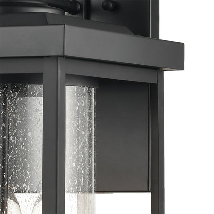 Atlas Lighting Minersville 23in 3-Light Outdoor Sconce | Transitional Matte Black and Clear Seeded Glass | Covered Patio | Model OL11184-BK