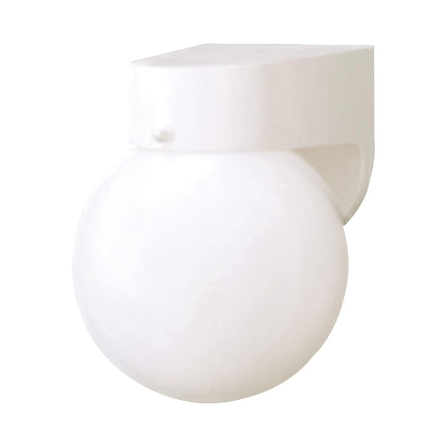 Atlas Lighting Nome 7in 1-Light Outdoor Sconce | Modern White and White Frosted Glass | Covered Patio & Entryway | 6 x 7 x 7 in | Model OL11189-WH