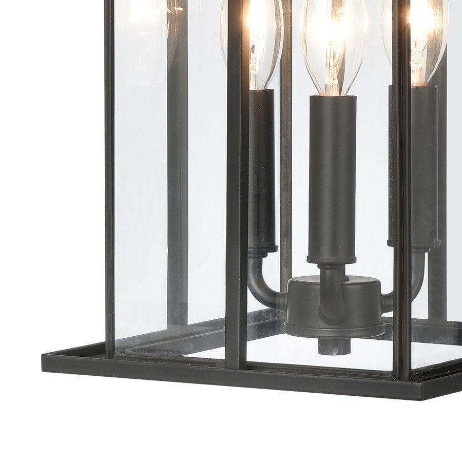 Atlas Lighting Oak Park 17in 3-Light Outdoor Sconce | Transitional Matte Black and Clear Glass | Entryway & Porch | 9 x 10 x 17 in | Model OL11191-BK