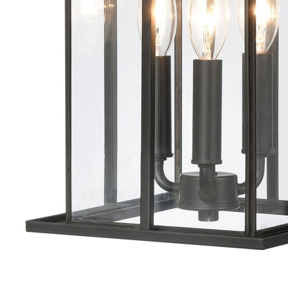 Atlas Lighting Oak Park 17in 3-Light Outdoor Sconce | Transitional Matte Black and Clear Glass | Entryway & Porch | 9 x 10 x 17 in | Model OL11191-BK