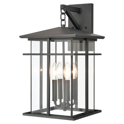 Atlas Lighting Oak Park 20in 4-Light Outdoor Sconce | Transitional Matte Black and Clear Glass | Entryway & Porch | 11 x 13 x 20 in | Model OL11192-BK