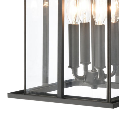 Atlas Lighting Oak Park 20in 4-Light Outdoor Sconce | Transitional Matte Black and Clear Glass | Entryway & Porch | 11 x 13 x 20 in | Model OL11192-BK