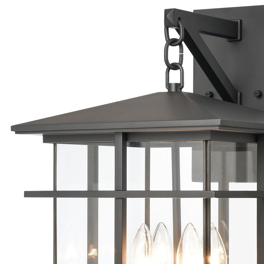 Atlas Lighting Oak Park 20in 4-Light Outdoor Sconce | Transitional Matte Black and Clear Glass | Entryway & Porch | 11 x 13 x 20 in | Model OL11192-BK