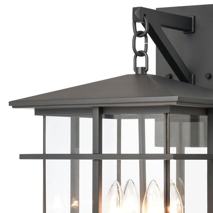 Atlas Lighting Oak Park 20in 4-Light Outdoor Sconce | Transitional Matte Black and Clear Glass | Entryway & Porch | 11 x 13 x 20 in | Model OL11192-BK