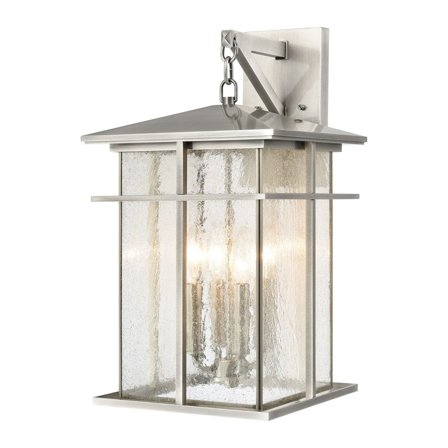 Atlas Lighting Oak Park 20in 4-Light Outdoor Sconce | Transitional Antique Brushed Aluminum and Clear Glass | Entryway & Porch | Model OL11192-SV