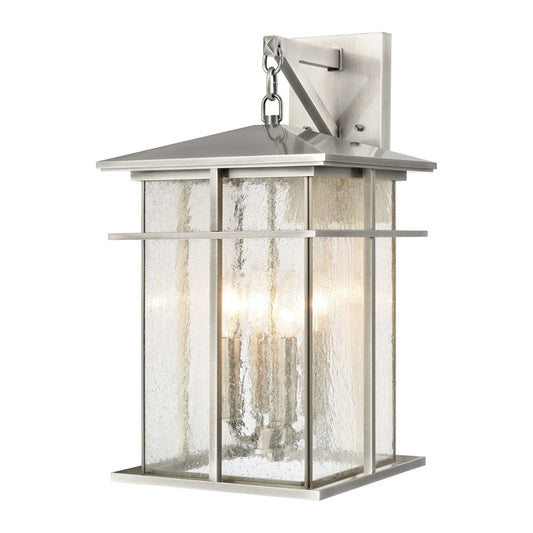 Atlas Lighting Oak Park 20in 4-Light Outdoor Sconce | Transitional Antique Brushed Aluminum and Clear Glass | Entryway & Porch | Model OL11192-SV