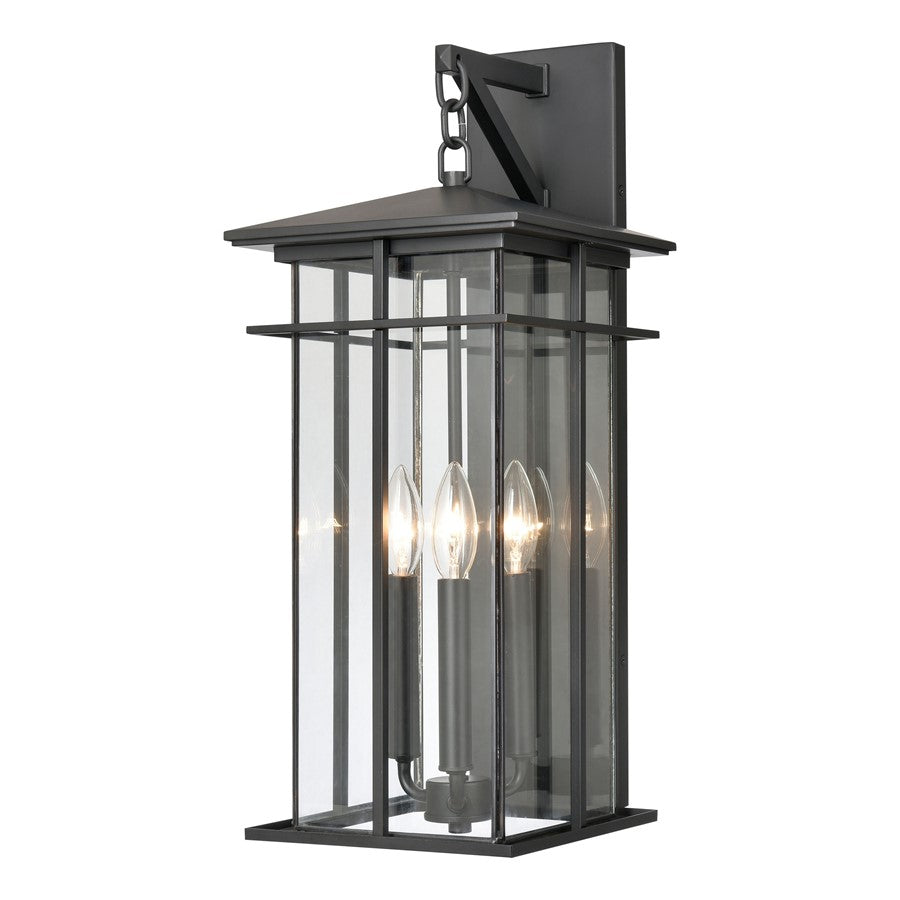 Atlas Lighting Oak Park 22in 3-Light Outdoor Sconce | Transitional Matte Black and Clear Glass | Entryway & Porch | 9 x 10 x 22 in | Model OL11193-BK