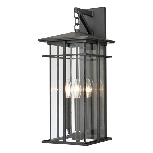 Atlas Lighting Oak Park 22in 3-Light Outdoor Sconce | Transitional Matte Black and Clear Glass | Entryway & Porch | 9 x 10 x 22 in | Model OL11193-BK