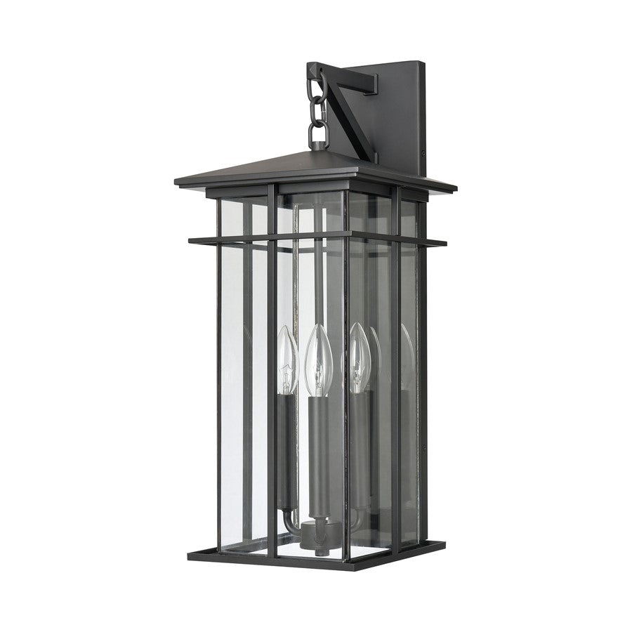 Atlas Lighting Oak Park 22in 3-Light Outdoor Sconce | Transitional Matte Black and Clear Glass | Entryway & Porch | 9 x 10 x 22 in | Model OL11193-BK