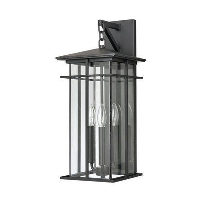 Atlas Lighting Oak Park 22in 3-Light Outdoor Sconce | Transitional Matte Black and Clear Glass | Entryway & Porch | 9 x 10 x 22 in | Model OL11193-BK