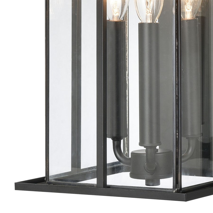 Atlas Lighting Oak Park 22in 3-Light Outdoor Sconce | Transitional Matte Black and Clear Glass | Entryway & Porch | 9 x 10 x 22 in | Model OL11193-BK