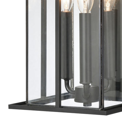 Atlas Lighting Oak Park 22in 3-Light Outdoor Sconce | Transitional Matte Black and Clear Glass | Entryway & Porch | 9 x 10 x 22 in | Model OL11193-BK