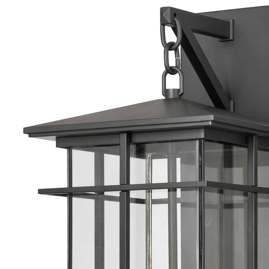 Atlas Lighting Oak Park 22in 3-Light Outdoor Sconce | Transitional Matte Black and Clear Glass | Entryway & Porch | 9 x 10 x 22 in | Model OL11193-BK
