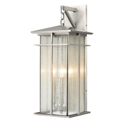 Atlas Lighting Oak Park 22in 3-Light Outdoor Sconce | Transitional Antique Brushed Aluminum and Clear Seeded Glass | Porch | Model OL11193-SV