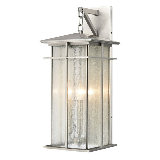 Atlas Lighting Oak Park 22in 3-Light Outdoor Sconce | Transitional Antique Brushed Aluminum and Clear Seeded Glass | Porch | Model OL11193-SV