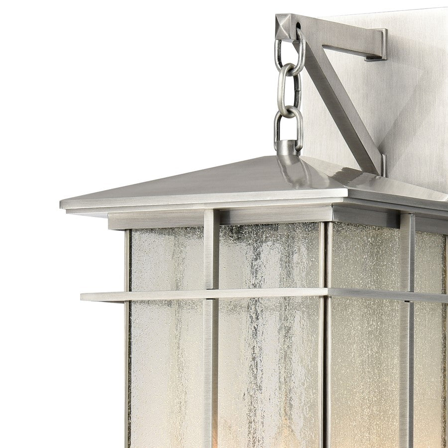 Atlas Lighting Oak Park 22in 3-Light Outdoor Sconce | Transitional Antique Brushed Aluminum and Clear Seeded Glass | Porch | Model OL11193-SV