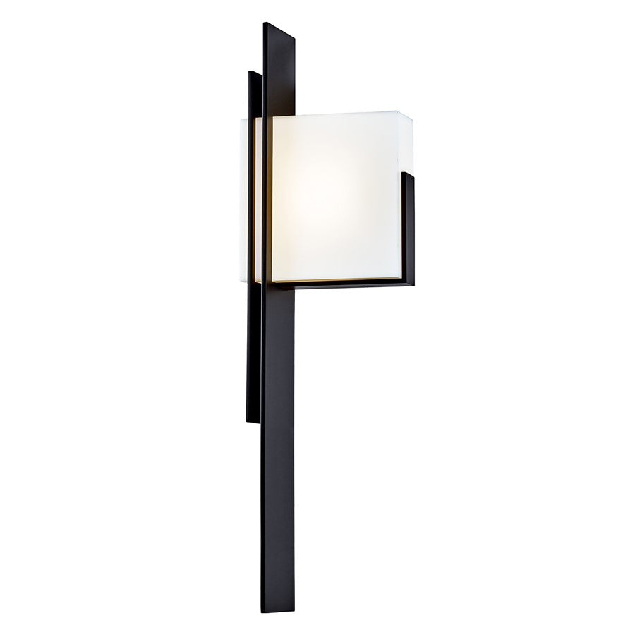 Atlas Lighting Oak Park 25in LED Outdoor Sconce | Modern Matte Black and White Acrylic | Entryway & Patio | 7 x 4 x 25 in | Model OL11194-BK