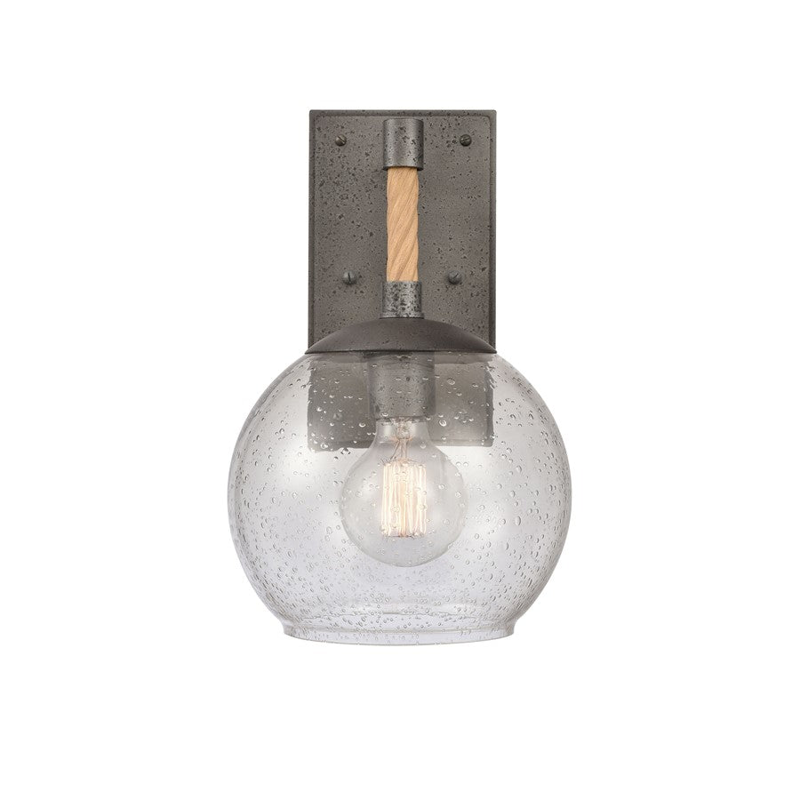 Atlas Lighting Orlando 13.5in 1-Light Outdoor Sconce | Transitional Iron and Clear Seeded Glass | Porch & Entryway | Model OL11198-BK